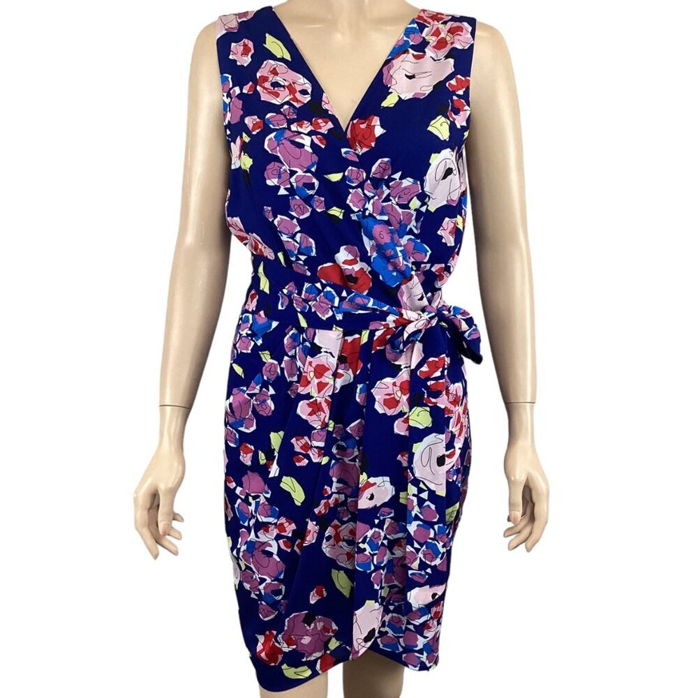 Yumi Kim Floral Sleeveless‎ Faux Wrap Dress Women's Size Small Blue